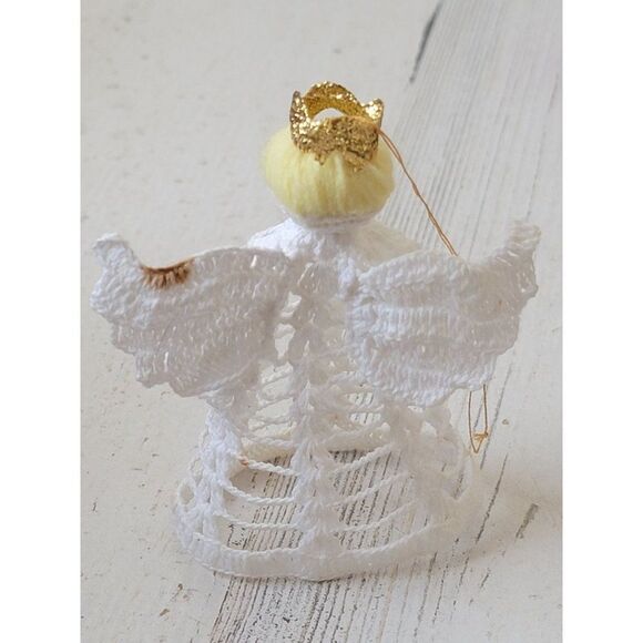 White laced blonde angel halo ornament xmas decor - Picture 5 of 6